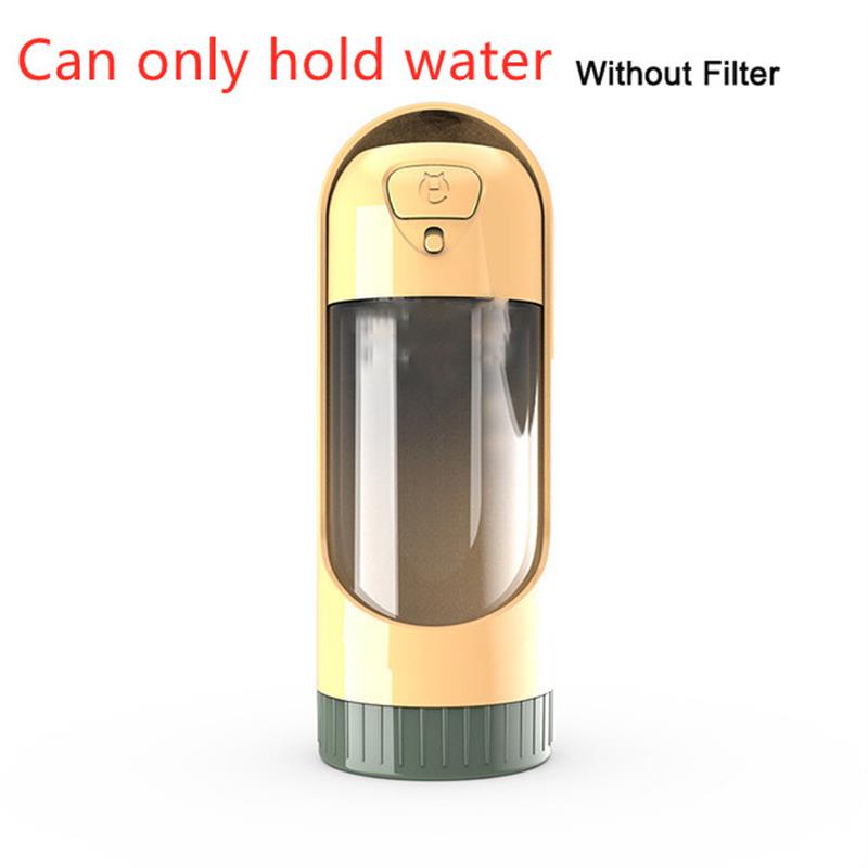 Portable Dog Water Bottle, 300ml Travel Bottle with Built-In Bowl and Filter Options
