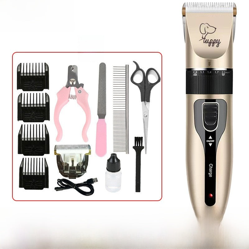 Ceramic Blade Pet Clipper Set with Guide Combs, USB Cordless