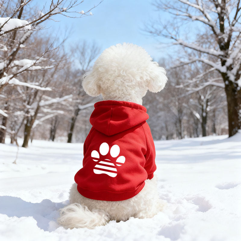 Hooded fleece sweatshirt for small dogs and cats in Black Chest Letter Print, close-up detail