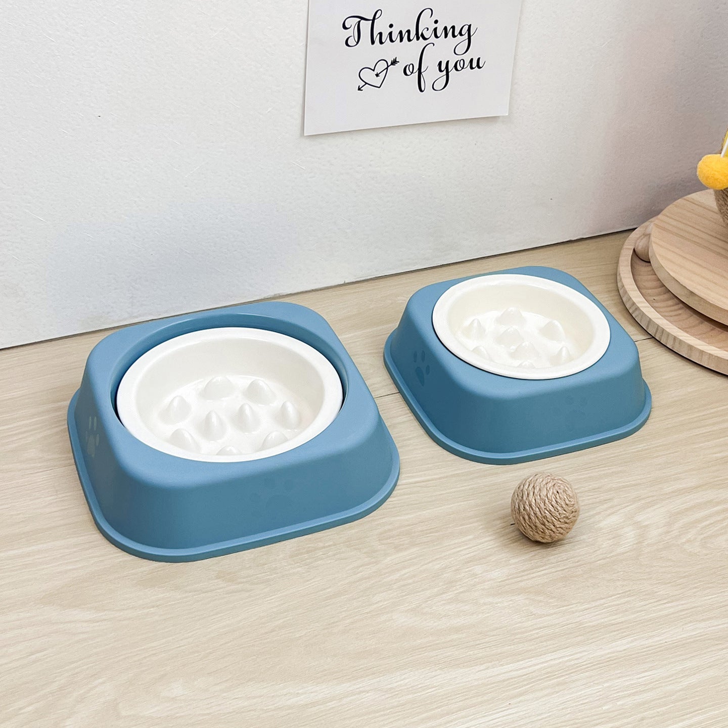 Ceramic Slow Feeder Pet Bowl with Removable Yogurt Box and Non-Slip Base in Seven Colours