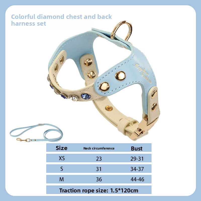 PU leather small dog harness and lead set, available from Pet Royale UK