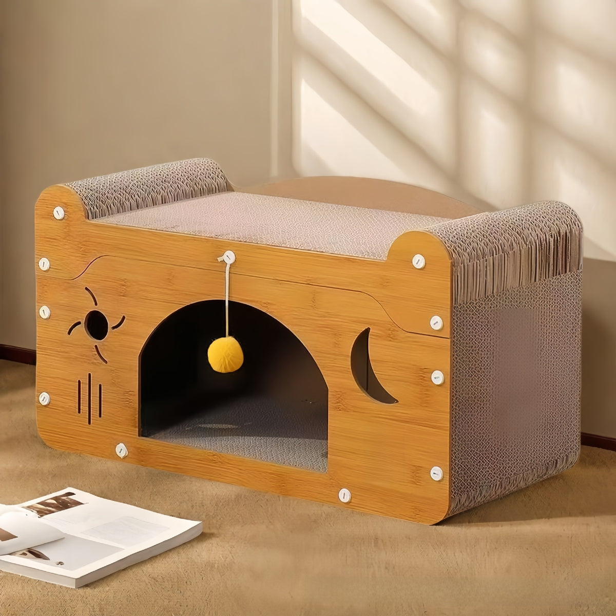 Double layer cat scratcher nest in TV design, view 15