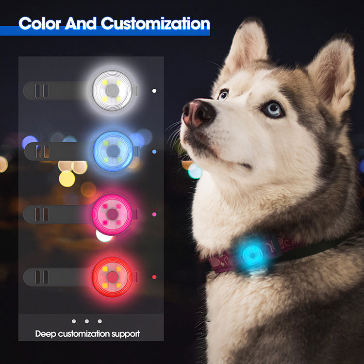 LED pet safety light with adjustable silicone strap for collars, product image 1