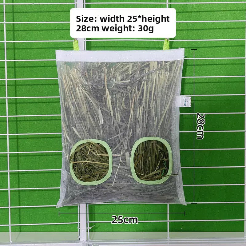 Hanging washable rabbit hay bag in black or white, view 8