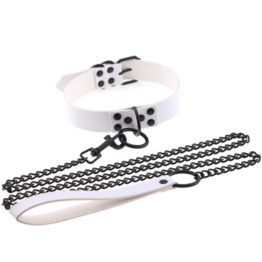 PU leather dog collar and lead set with chain detail, product image 11