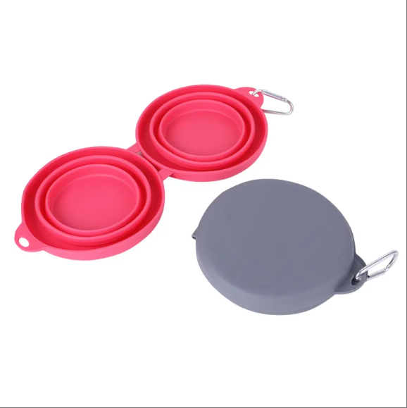 Collapsible Double Pet Bowl for Food and Water, Non-Slip Mat