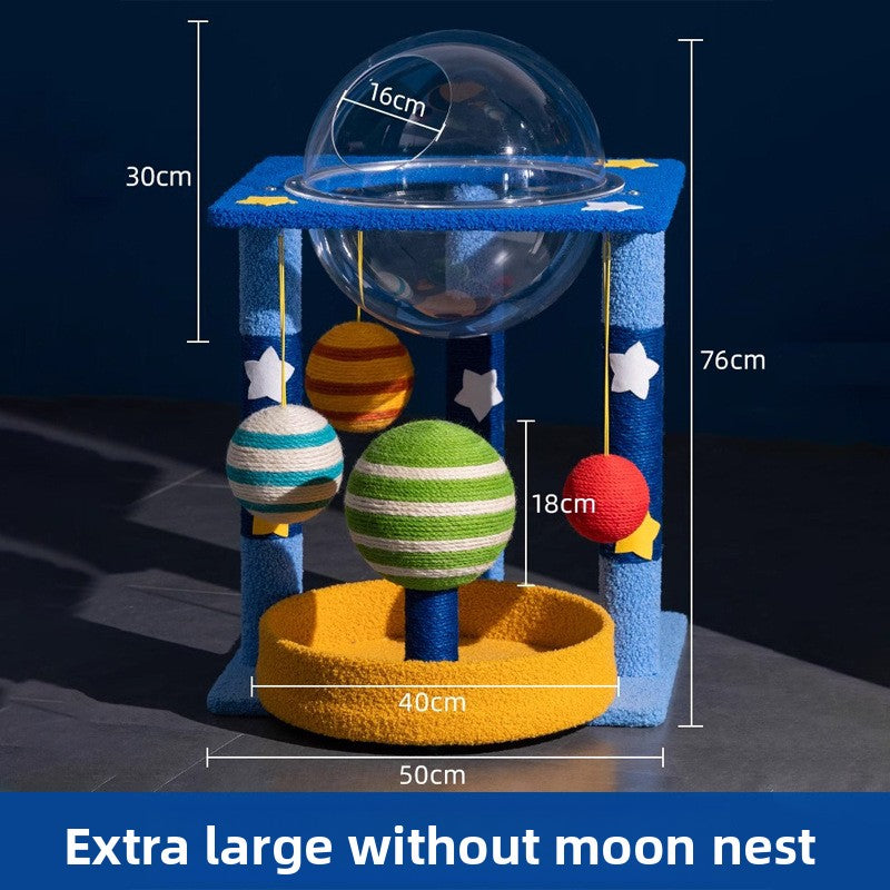 Vertical sisal cat climbing frame with space capsule, detail photo 7