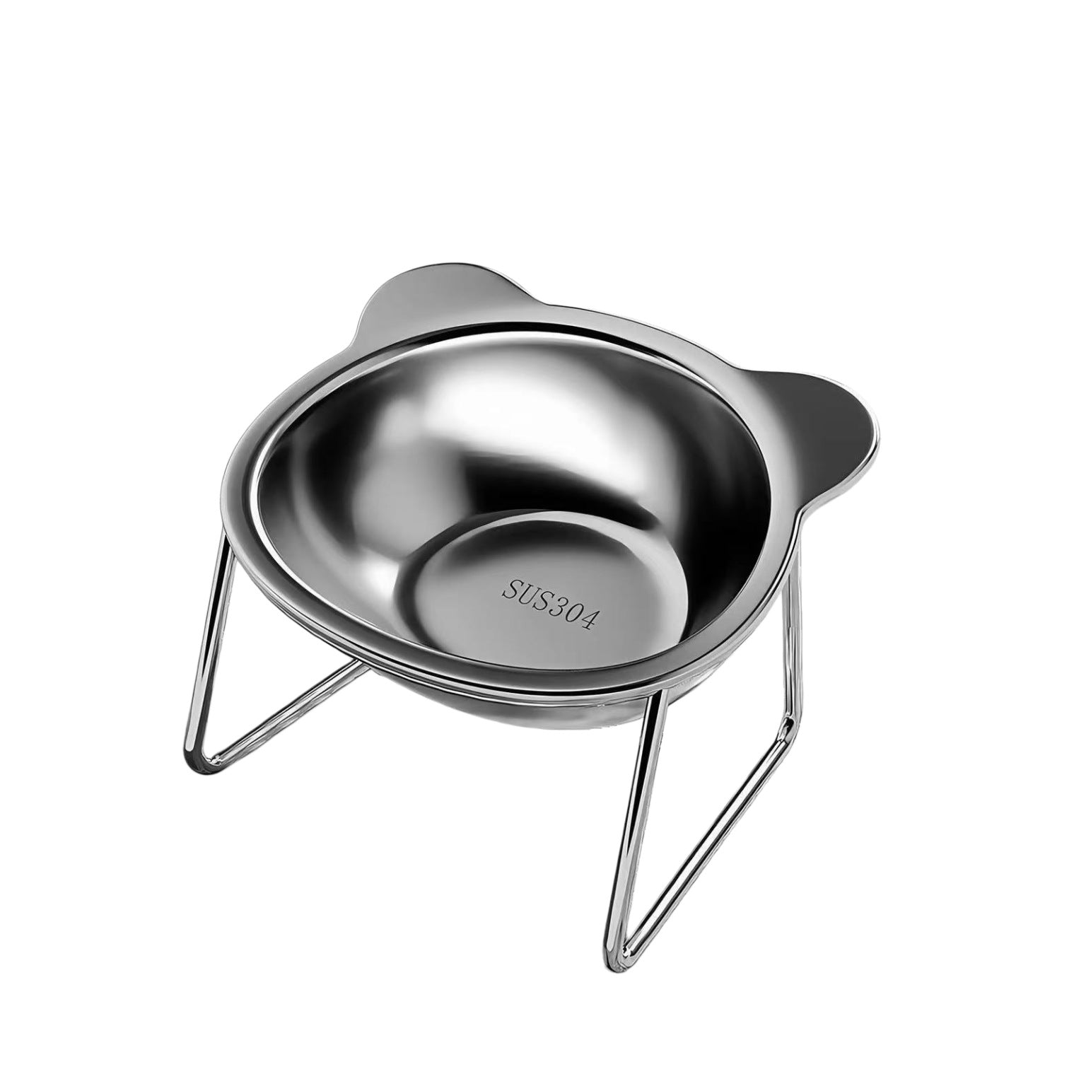 Raised Slanted Stainless Steel Cat Bowl with Anti-Tip Stand for Food and Water