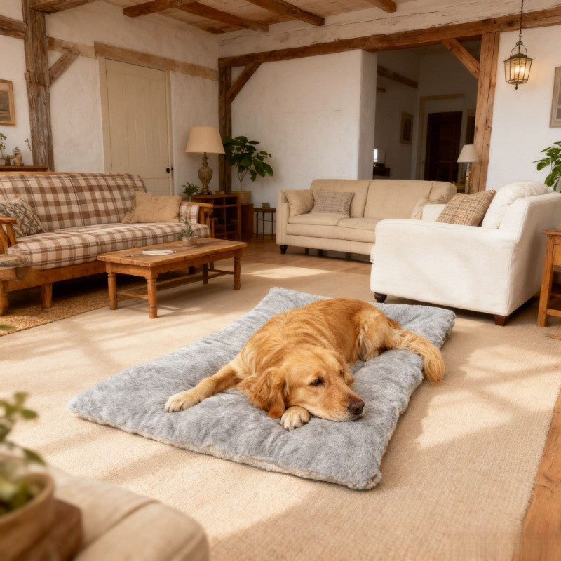 Reversible plush pet bed mat for dogs and cats, main product photo