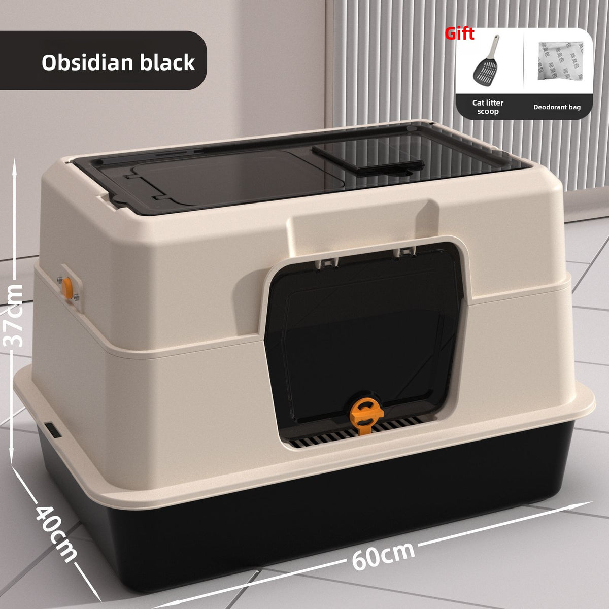 Fully Enclosed Stainless Steel Cat Litter Box, 50cm Wide