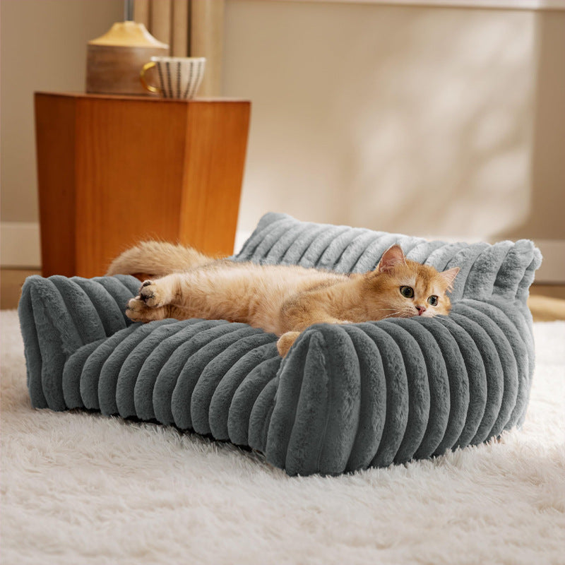Removable washable pet bed with wavy grid, main product photo