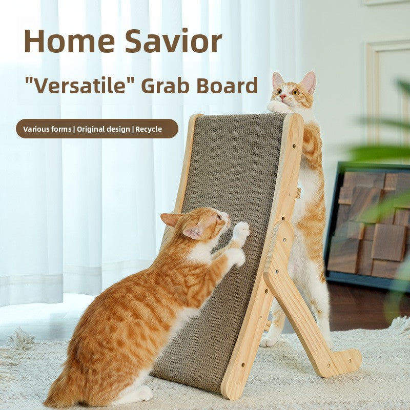 Corrugated cardboard cat scratching board and bed for indoor cats, view 1