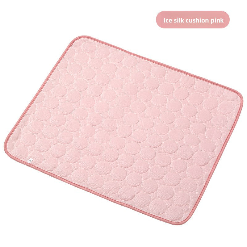 Ice silk pet cooling cushion in pink for cats and dogs, view 7