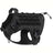 Tactical mesh dog harness with grab handle and reflective trim in black, view 2