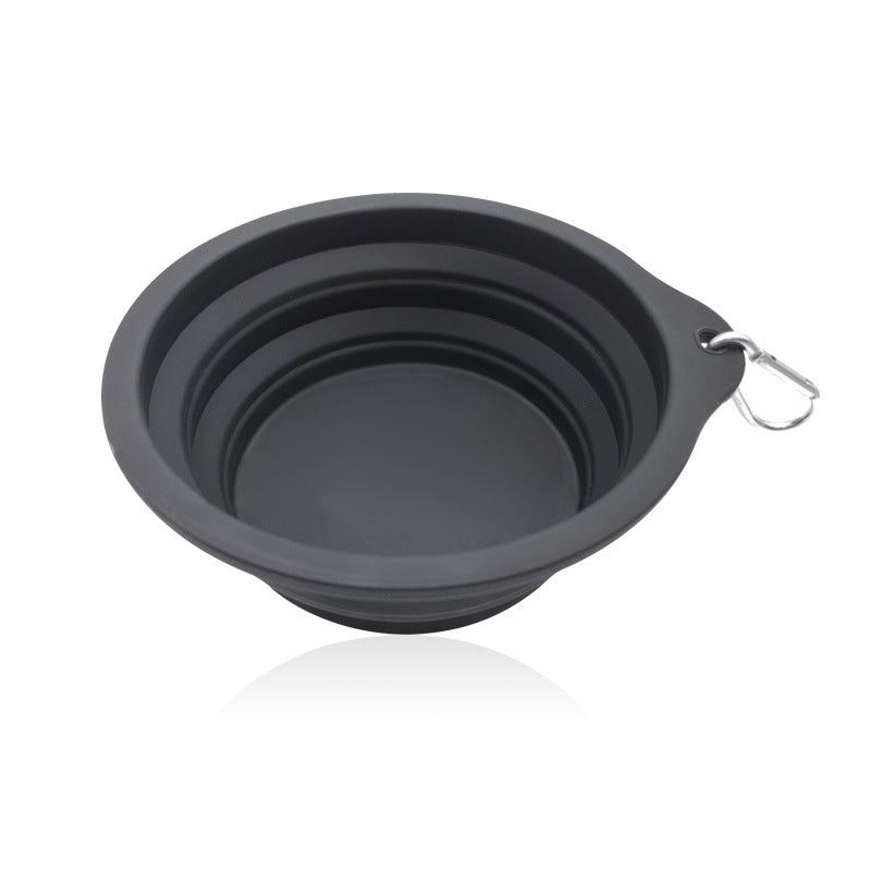 Outdoor Portable Folding Silicone Pet Bowl with Carabiner, 350ml and 650ml Sizes