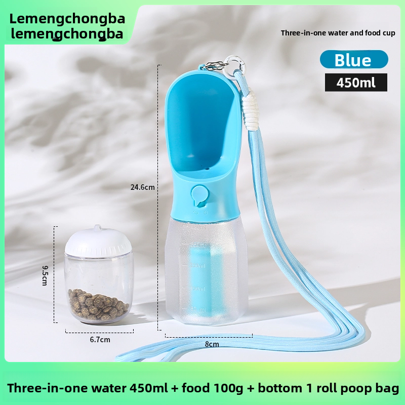2-in-1 Portable Pet Water Bottle and Food Container for Walks, Leak-Proof Design