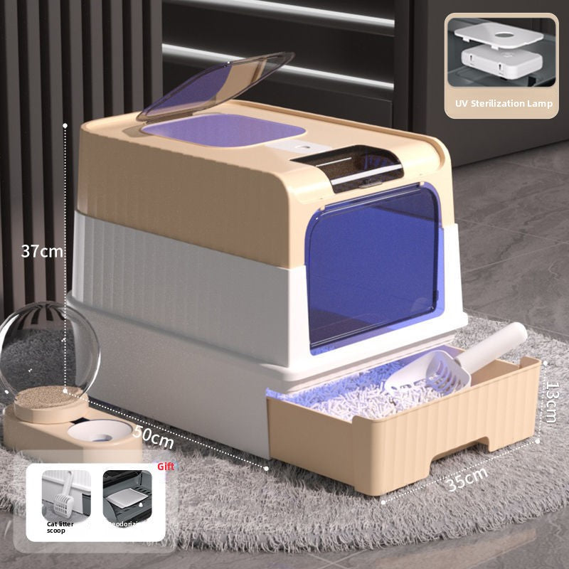 Fully Enclosed Cat Litter Box with Drawer and Dual Doors