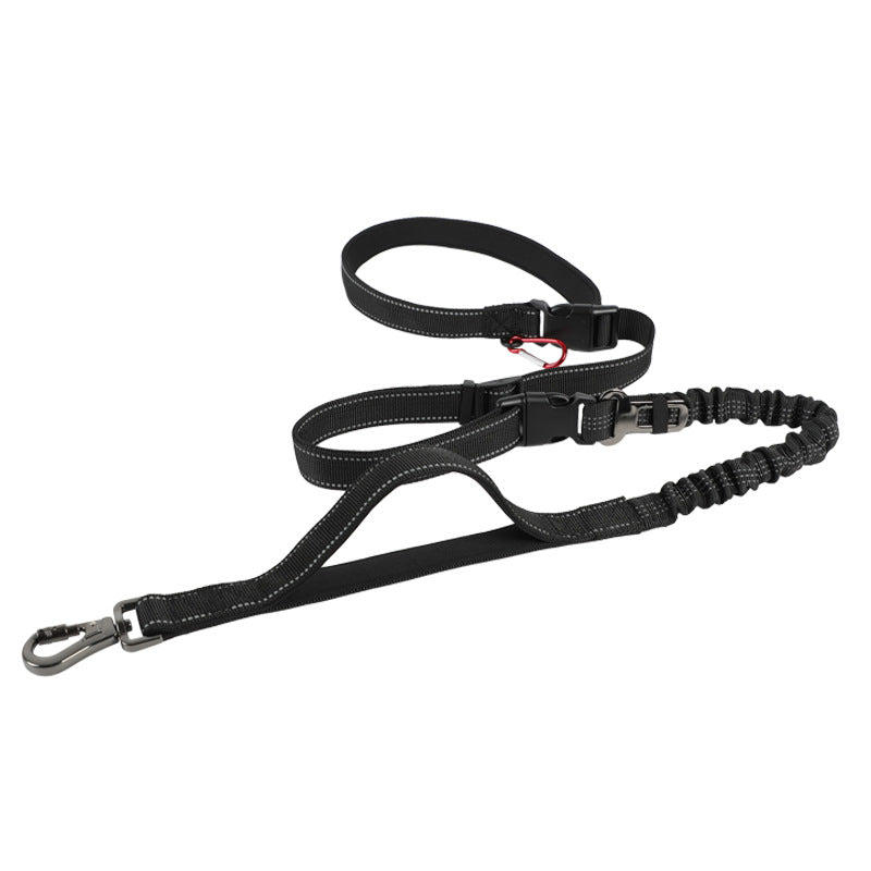 Adjustable hands-free dog lead with reflective stitching, product photo