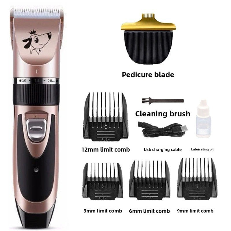 Pet Hair Clipper Set with 4 Limit Combs, Rechargeable Dual Voltage