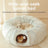 Grey foldable long plush round cat tunnel bed, view 1