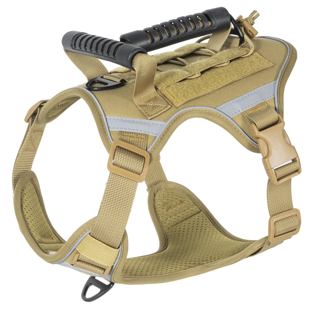Tactical dog harness in army green on a large dog