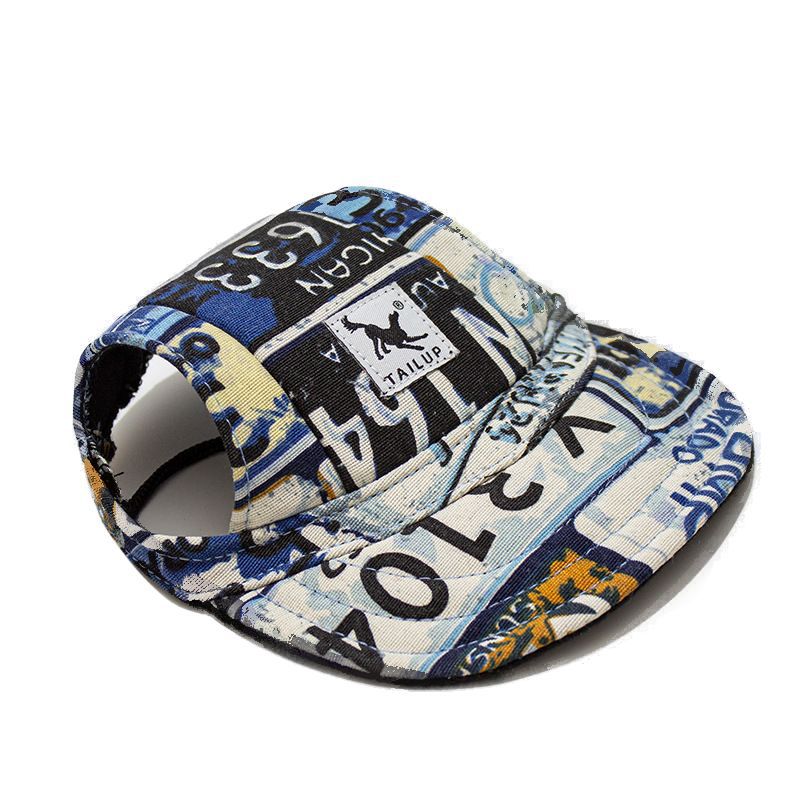 Canvas dog baseball cap for sun protection in Cool Letters, side view
