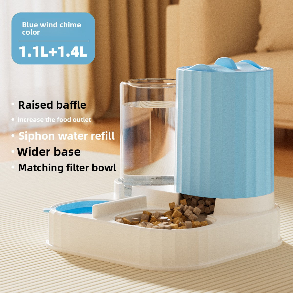 Cat Gravity Feeder with Sliding Cat-Ear Lid, Cylinder and Dual Compartment Styles