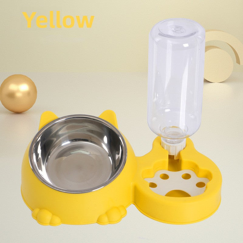 Blue double pet food bowl with water dispenser, view 13