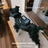 Reflective small dog harness set in black linen in Black Harness with Backpack, close-up detail