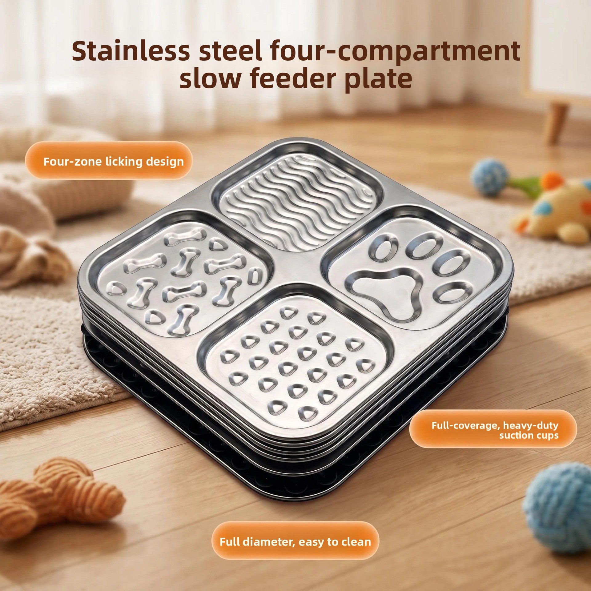 Silicone Slow Feeder Pet Bowl with Suction Cup Base for Licking Yoghurt and Wet Food