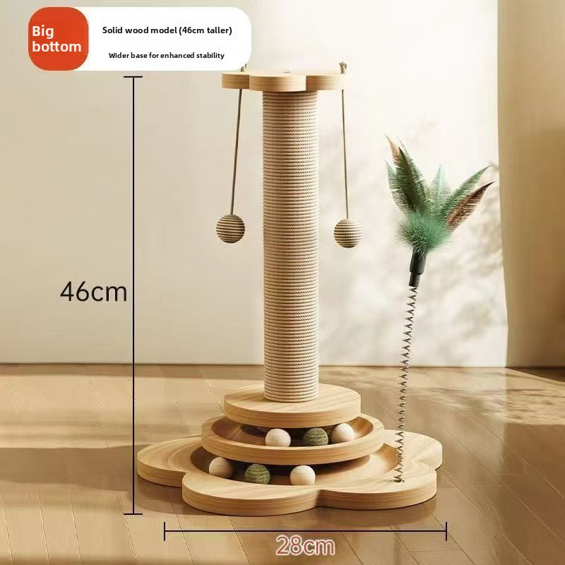 Cartoon cat climbing rack with sisal scratching post in Solid Wood, 46cm