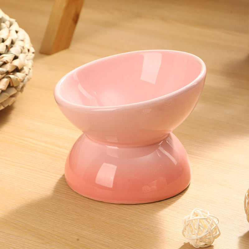 Ceramic Raised Pet Bowl with Gradient Finish for Cats and Small Dogs, Food or Water