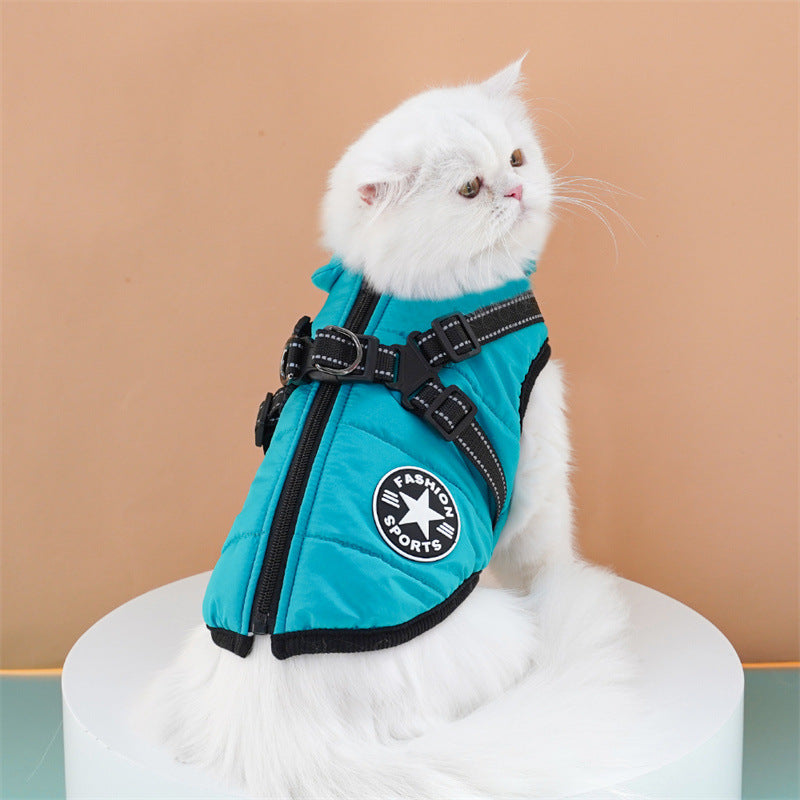 Thick padded cotton pet vest for dogs and cats, available in 7 colours, image 2