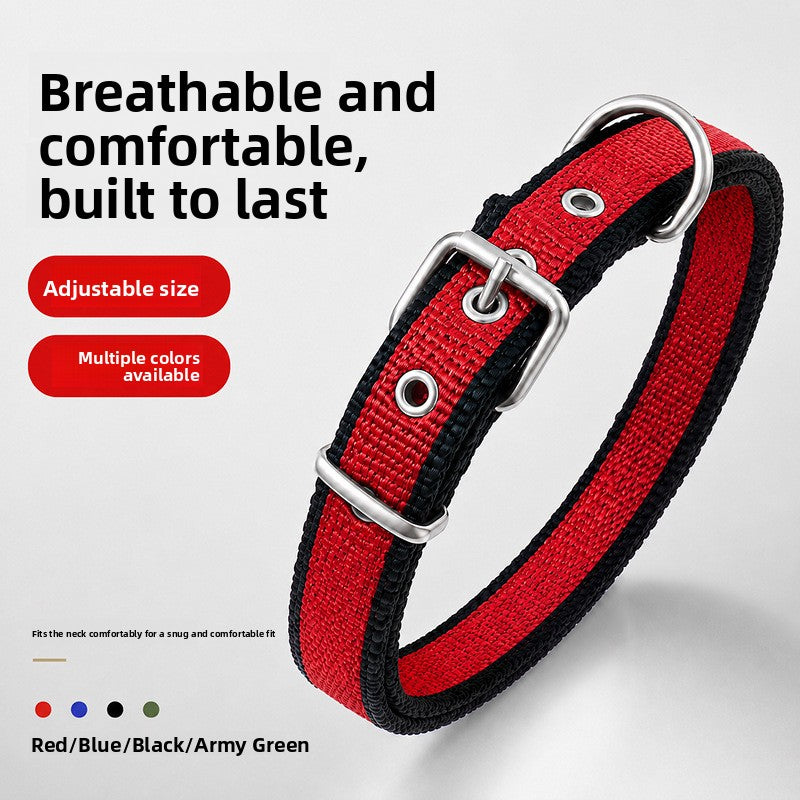 Padded nylon dog collar with foam lining, available from Pet Royale UK