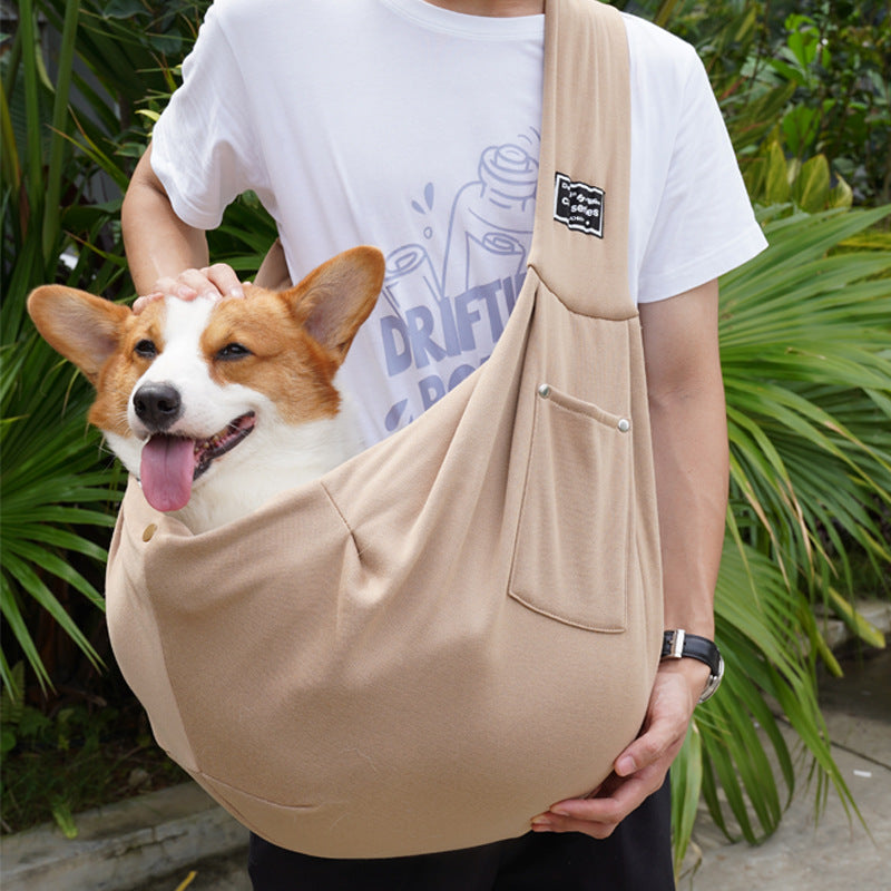 Crossbody cat carrier sling with phone pocket in pink
