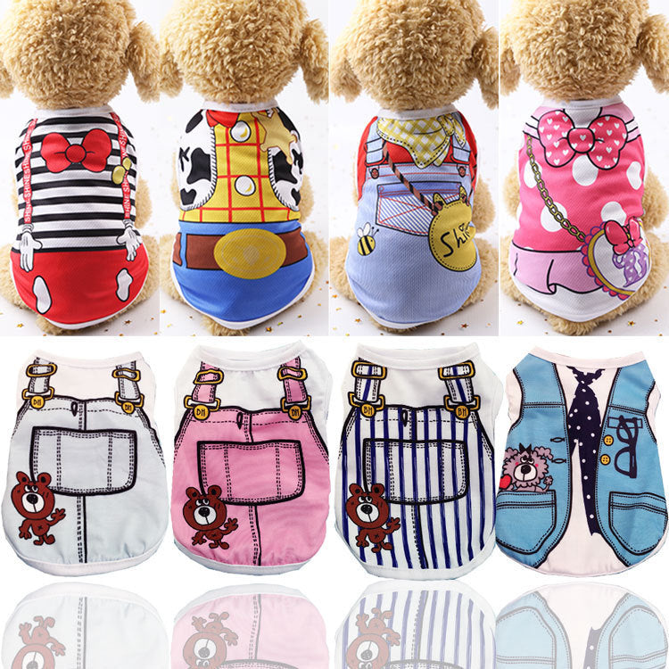 Breathable mesh summer pet vest for dogs and cats in Pink Bear Strap, front view