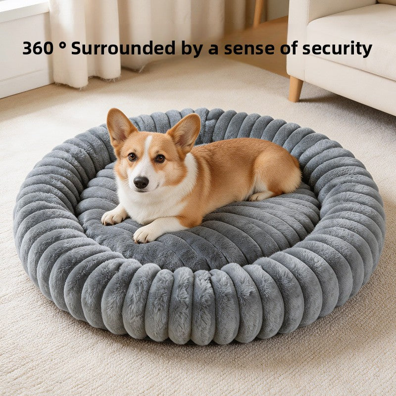 Round Flannel Pet Bed Cushion with PP Cotton Filling