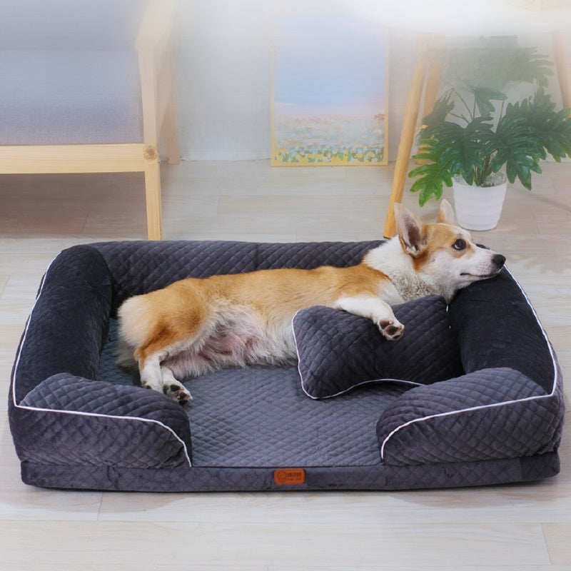 Plaid pet bed mat with pillow, detail photo 3