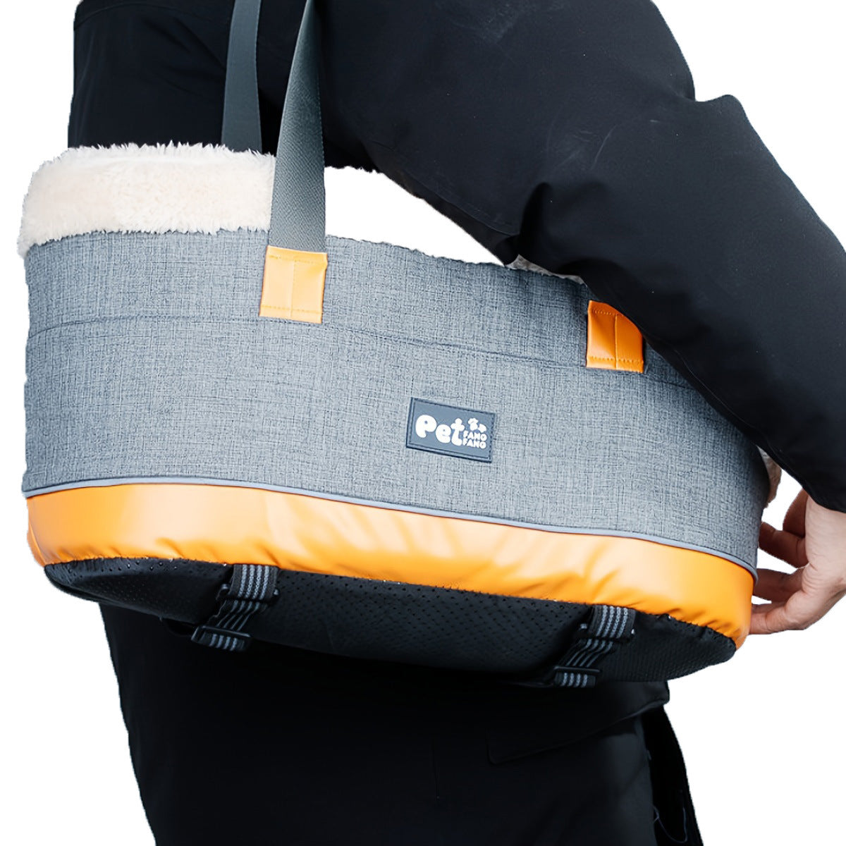 Portable grey pet car seat nest for small dogs, product image 2