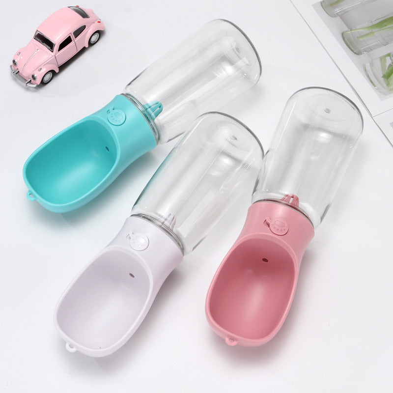 Leakproof dog walking water bottle in White 550ml, showing size and shape