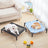 Elevated dog bed with removable cover in grey rabbit print