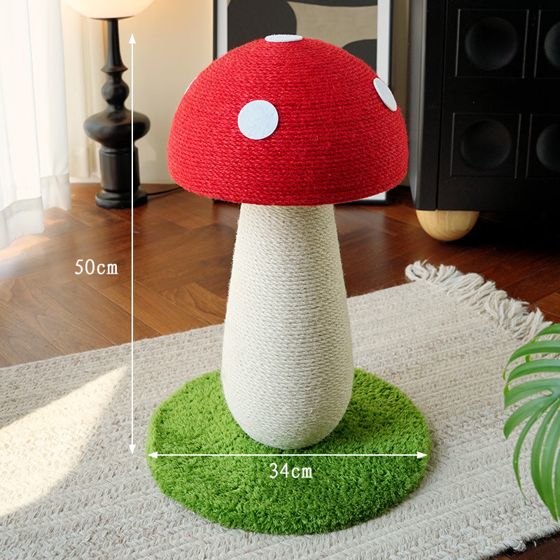 Red mushroom cat scratching post with hanging ball, photo 12 of 12