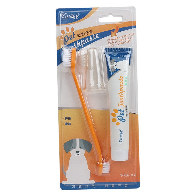 Pet Finger Toothbrush and Toothpaste Set, Vanilla or Beef Flavour