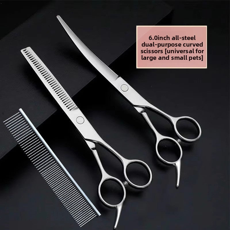 Pet Grooming Scissors Set, Curved, Straight and Thinning Shears