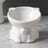 Cute Ceramic Raised Cat Bowl with Bell Detail and Anti-Spill Stable Base in Four Colours