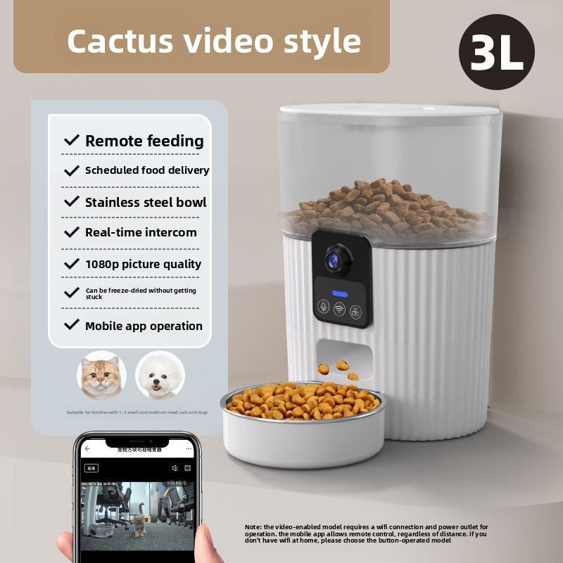 Automatic Pet Feeder with WiFi and Optional 1080P Video in 3L, 6L and 7L Models