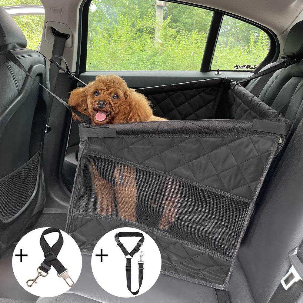 Breathable quilted mesh pet car seat mat with belts, photo 1 of 9