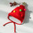 Christmas pet hat and bib for dogs and cats, showing size and shape