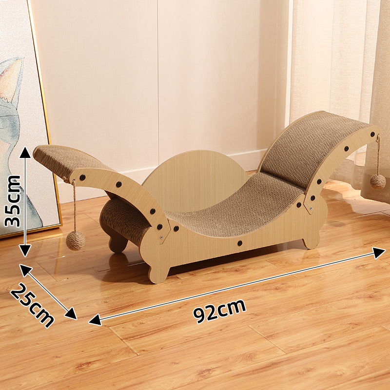 Corrugated cardboard cat scratcher rocking lounge with mat, photo 8 of 29