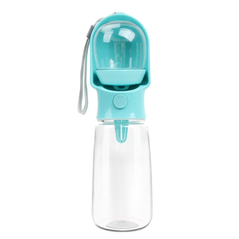 Portable Dog Travel Water Bottle with Built-In Food Container and Leak-Proof Lid